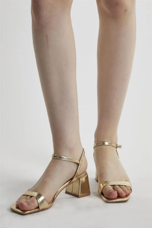 Gold Block-Heel Shoe